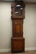 19th century mahogany longcase clock case, arched hood door, with swan neck pediment,