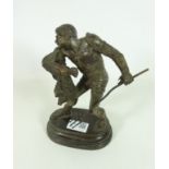 Cast bronze sculpture of a Retiarius gladiator after Emile Coriolan Hippolyte Guillemin,