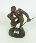 Cast bronze sculpture of a Retiarius gladiator after Emile Coriolan Hippolyte Guillemin,