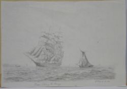 'Clipper Entering the Mersey' pencil sketch signed and dated by Shane M Couch 26.1.