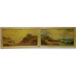 Coastal Scenes, pair oils on board by G E Newton signed with initials GEN 29.