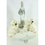 Pair of Beswick Staffordshire type dogs, Goebel choir boy,