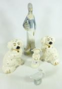 Pair of Beswick Staffordshire type dogs, Goebel choir boy,