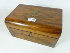 Victorian walnut travel box with fitted interior,
