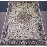 Persian Kashan design cream ground rug carpet/wall hanging,