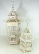 Large white finish wooden hanging bird cage,