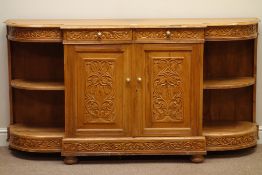 Victorian style carved hardwood credenza sideboard, W167cm,