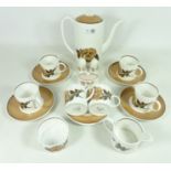 Susie Cooper 'Reverie' pattern coffee service for six plus Susie Cooper salt and pepper pots and