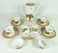 Susie Cooper 'Reverie' pattern coffee service for six plus Susie Cooper salt and pepper pots and