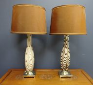 Pair of glass and chrome table lamps and another pair of metal lamps (4) (This item is PAT tested -