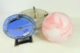 Art Deco Smiths 'Sec' glass faced clock and two Art Deco light fittings (3) Condition
