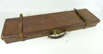 Early 20th Century leather shot gun case, the lid monogrammed C.H.