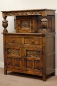 Mid 20th century medium oak court cupboard, W07cm, D46cm,