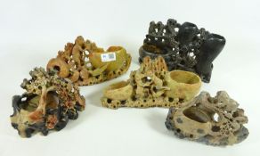 Five oriental stone carvings (5) Condition Report <a href='//www.davidduggleby.
