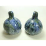 Pair of drip glazed studio pottery vases,