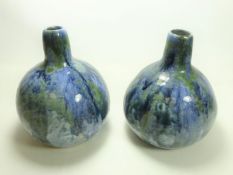 Pair of drip glazed studio pottery vases,