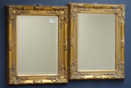 Pair small wall mirrors in ornate gilt swept frames,