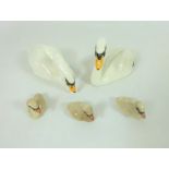 Two Beswick Swans and three Cygnets (5) Condition Report <a href='//www.