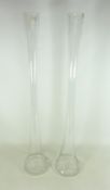 Pair of tall single stem glass vases, H80cm Condition Report <a href='//www.