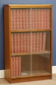 Mid 20th century set 1-24 Encyclopedia Britannica in teak bookcase with sliding glass doors,
