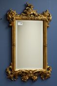 Ornate gilt framed mirror with bevelled glass plate,