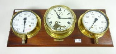 Cooke Hull ship's clock and two foundrometers,