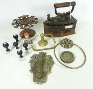 Late 19th Century French cast iron, Victorian cast iron and brass desk stamp stand,