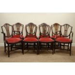 Quality 20th century set eight (6+2) mahogany Hepplewhite chairs,