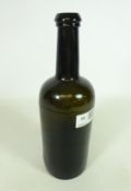 Late 18th/ early 19th Century English cylindrical shaped dark olive green wine bottle with string