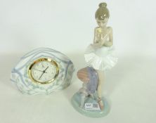 Lladro figure 'For a Perfect Performance' and a Lladro porcelain clock,