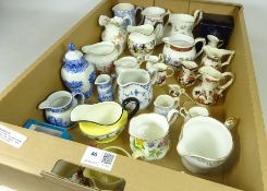 Collection of jugs including Royal Crown Derby, Masons, Spode,