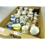 Collection of jugs including Royal Crown Derby, Masons, Spode,