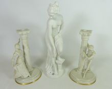 Italian classical style sculpture of a woman by Vittoria and a pair of 'The Romeo and Juliet'