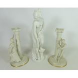 Italian classical style sculpture of a woman by Vittoria and a pair of 'The Romeo and Juliet'