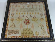 Large Victorian sampler by Hannah Watson aged 14 years,