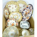 Early to mid 19th Century tea plates with hand painted decoration,