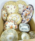 Early to mid 19th Century tea plates with hand painted decoration,