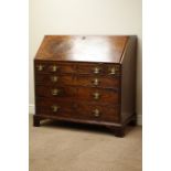 18th century figured mahogany bureau, fall front with well fitted interior, above six drawers,