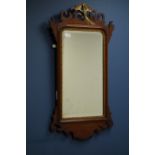 Late 19th century mahogany Chippendale style wall mirror, with carved and gilt decoration,