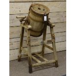 Waide & Sons wrought metal and wood churn on stand