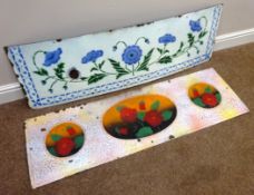 Two enamel panels decorated with flowers,