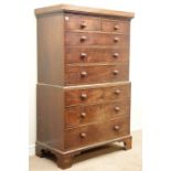 George III mahogany chest on chest, two short and six long drawers, on bracket feet, W110cm, H174cm,