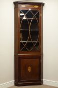 Early 19th century Scottish inlaid mahogany canted corner cabinet,