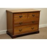 Late Victorian walnut chest, two short and two long drawers, with panelled drawer sides, W107cm,