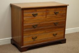 Late Victorian walnut chest, two short and two long drawers, with panelled drawer sides, W107cm,