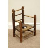 18th century child's commode chair, elm seat,