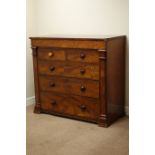 19th century mahogany chest, two short and three long drawers, with secret frieze drawer,