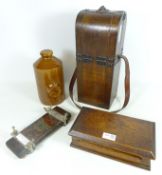 Early 20th Century wooden tie press, oak rectangular box,