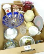 Venetian glass vase, Wedgwood jasperware ginger jar and tea pot, two Masons jugs,