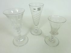Two late 18th/ early 19th Century cut glass drinking glasses and a similar Wrythen ale glass (3)